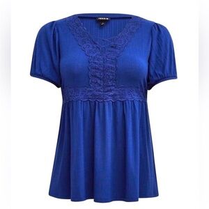 Torrid Royal Blue Lace Accent Blouse